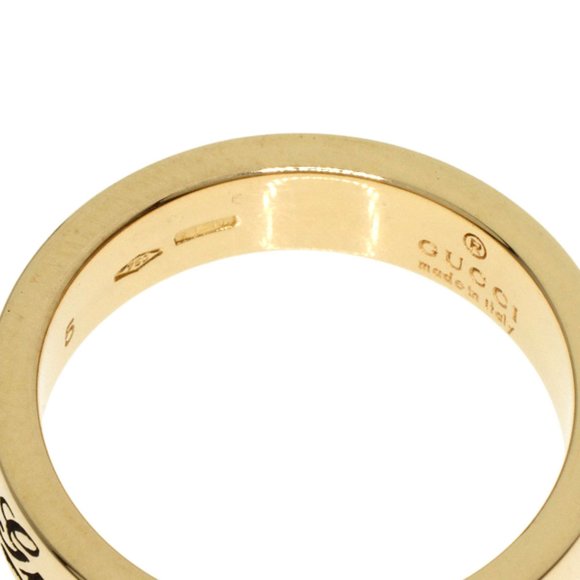 GUCCI Icon Print 2P Diamond Ring K18 Yellow Gold Size 7.25 - Picture 5 of 9